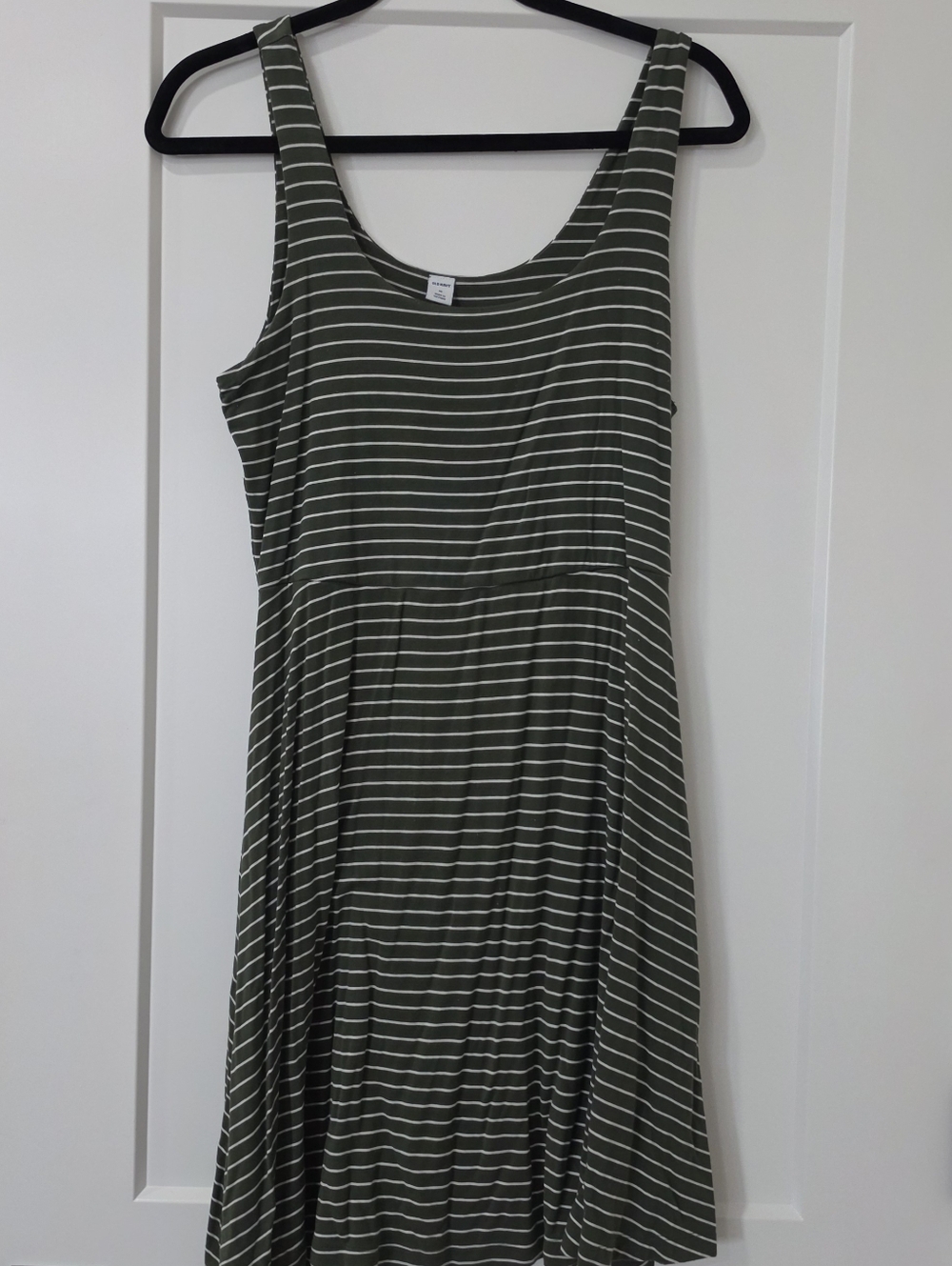 Old Navy Olive Green & White Striped Midi Dress
